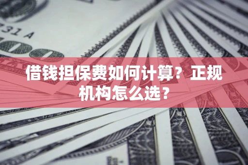 武汉借钱担保费如何计算？正规机构怎么选？